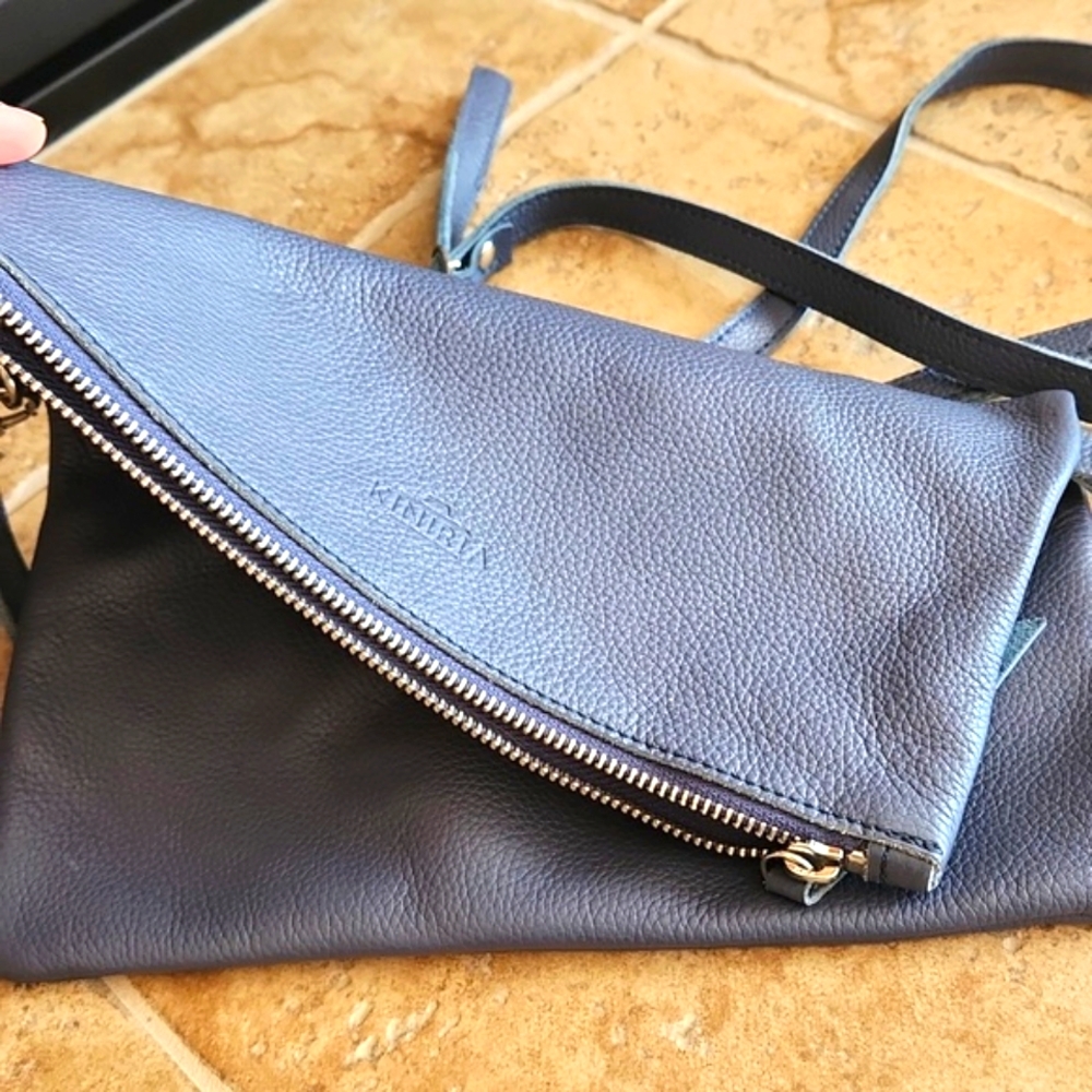 Kiniria Bluish/gray Leather Crossbody - Picture 5 of 11